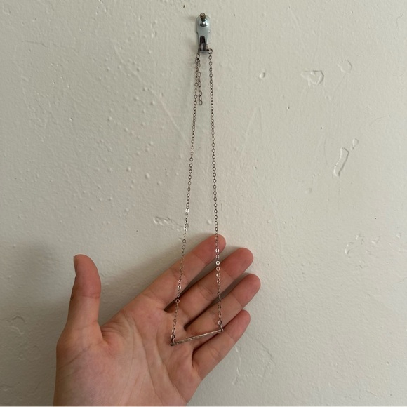 925 Sterling Silver Hammered Bar Necklace - Picture 3 of 6